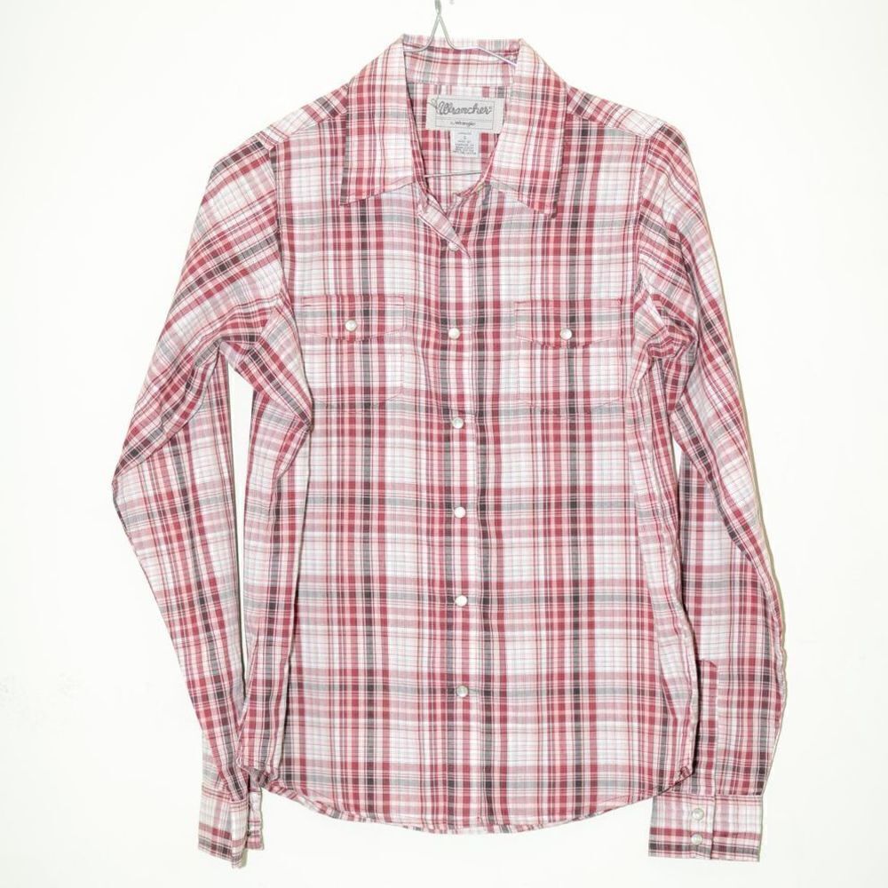 Wrancher By Wrangler Red Pearl Snap Top